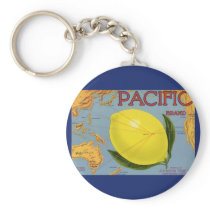Pacific Citrus Lemon Vintage Fruit Crate Label Art Key Chains