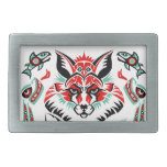 Pacific North Coastal Native American Indian Fox Rectangular Belt Buckle