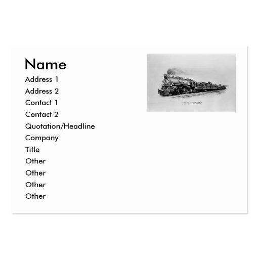 Pacific Type Locomotive in Service B&O Railroad Business Card Template