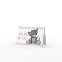 Pacified Kitten Pink Baby Shower Invitation cards