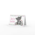Pacified Kitten Pink Baby Shower Invitation cards