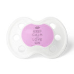 [Two hearts] keep calm and love on  Pacifiers