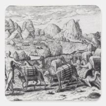 Pack Train of Llamas Laden with Silver Square Sticker