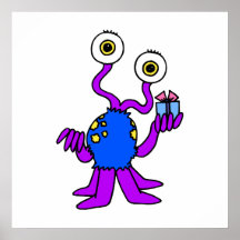 Package giving purple alien poster