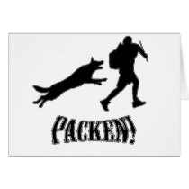 packen dog and decoy greeting card