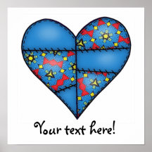 Padded Heart  Blue Posters