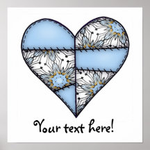 Padded Heart  Blue Posters