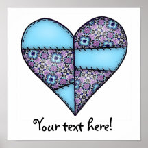 Padded Heart  Blue Poster