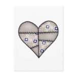 Padded Quilted Stitched Heart  Brown Postcards