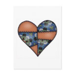 Padded Quilted Stitched Heart  Brown Postcards