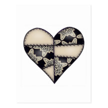 Padded Quilted Stitched Heart  Brown Postcard