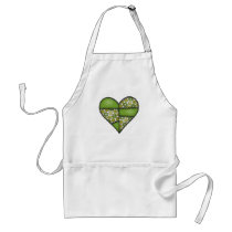 Padded Quilted Stitched Heart Green-09 Apron
