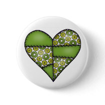 Padded Quilted Stitched Heart Green-09 Pin