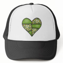 Padded Quilted Stitched Heart Green-09 Mesh Hat