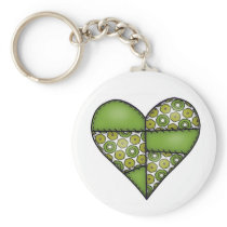 Padded Quilted Stitched Heart Green-09 Keychain