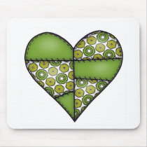 Padded Quilted Stitched Heart Green-09 Mouse Pad