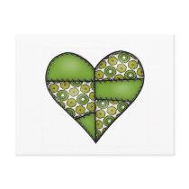 Padded Quilted Stitched Heart Green-09 Postcard