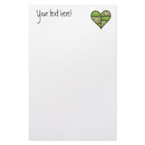 Padded Quilted Stitched Heart Green-09 Stationery