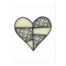 Padded Quilted Stitched Heart Green-11 Post Card