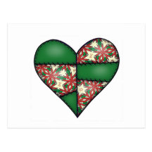Padded Quilted Stitched Heart Green-12 Postcards