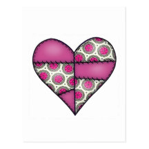 Padded Quilted Stitched Heart Maroon-02 Post Card