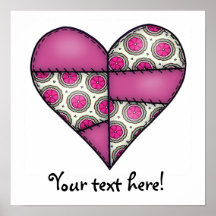 Padded Quilted Stitched Heart Maroon-02 Poster
