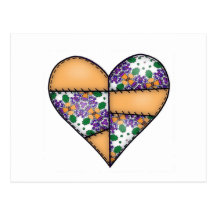 Padded Quilted Stitched Heart Orange-04 Postcard