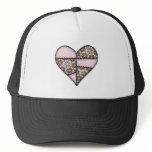 Padded Quilted Stitched Heart Pink-05 hats