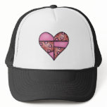 Padded Quilted Stitched Heart Pink-06 hats