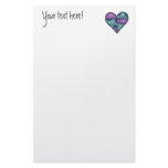 Padded Quilted Stitched Heart Purple-08 Personalized Stationery