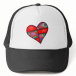 Padded Quilted Stitched Heart  Red - 01 hats