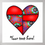 Padded Quilted Stitched Heart  Red - 01 posters