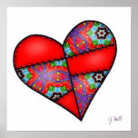 Padded Quilted Stitched Heart  Red - 01 posters