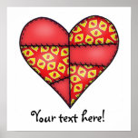 Padded Quilted Stitched Heart Red-02 posters