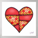 Padded Quilted Stitched Heart Red-02 posters