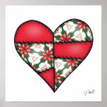 Padded Quilted Stitched Heart Red-04 posters