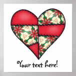 Padded Quilted Stitched Heart Red-04 posters