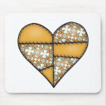 Padded Quilted Stitched Heart Yellow-06 Mouse Pads