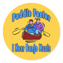 Paddle Faster Banjo Music Round Sticker