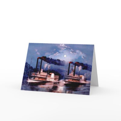 Paddle steamers in midnight race card by ANGELHELEN