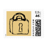 Padlock. Top Secret or Security Icon. Postage Stamps