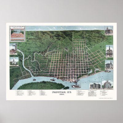 Paducah, KY Panoramic Map - 1889 Print by lc_maps. From the largest and most comprehensive cartographic collection in the world, Zazzle brings you this