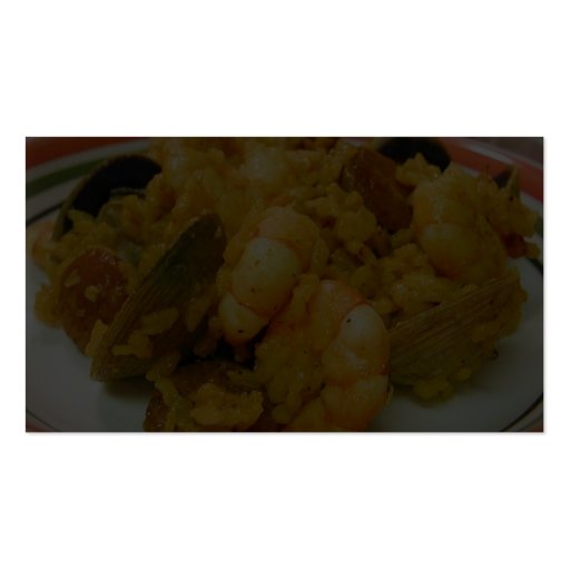 Paella Shrimp Clams Sausages Rice Business Card Templates (back side)