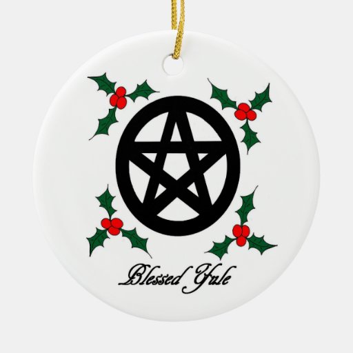 pagan yule ornament with pentacle and mistletoe zazzle pagan yule ornament with pentacle and mistletoe zazzle