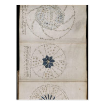 Page 68r of the Voynich manuscript. This three-pag Postcards