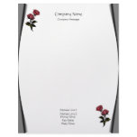 Page Curls Roses Stationery Letterhead Template