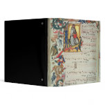 Page of musical notation with a historiated binders