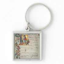 Page of musical notation with a historiated keychains