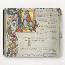 Page of musical notation with a historiated mousepad