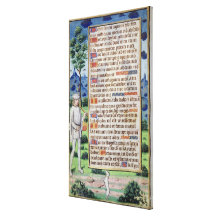 Page of text with a border detail of a gallery wrapped canvas